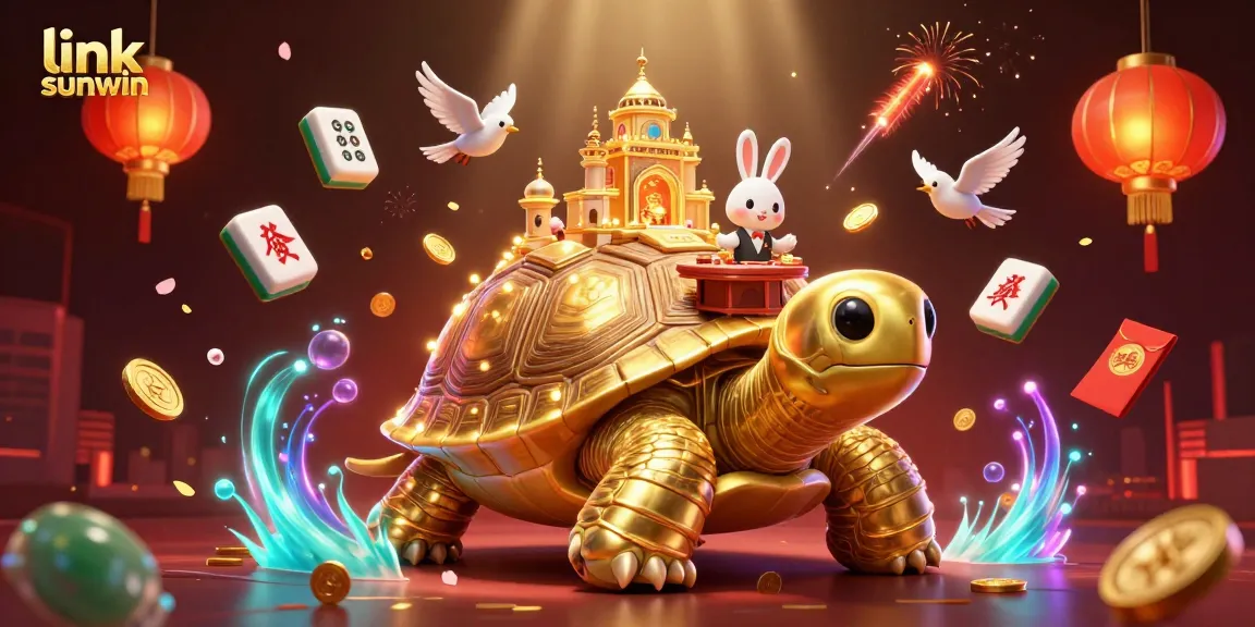 Experience thrilling adventures at link sunwin with captivating games and vibrant visuals featuring a golden tortoise and rabbit dealer.